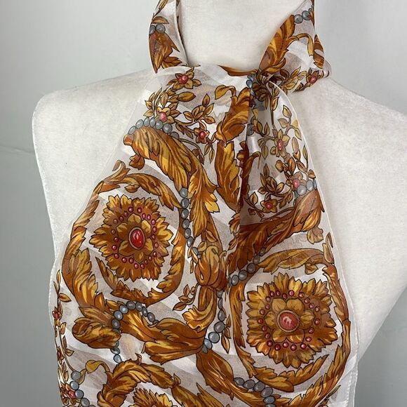 SCARF Rectangular Sheer Floral Print - Picture 3 of 4